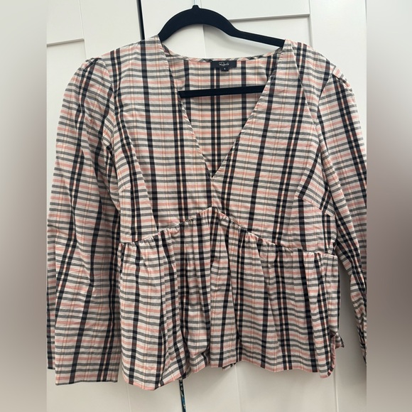 RAILS NOELLA TOP STOCKHOLM CHECK PEPLUM BLOUSE - Picture 3 of 4